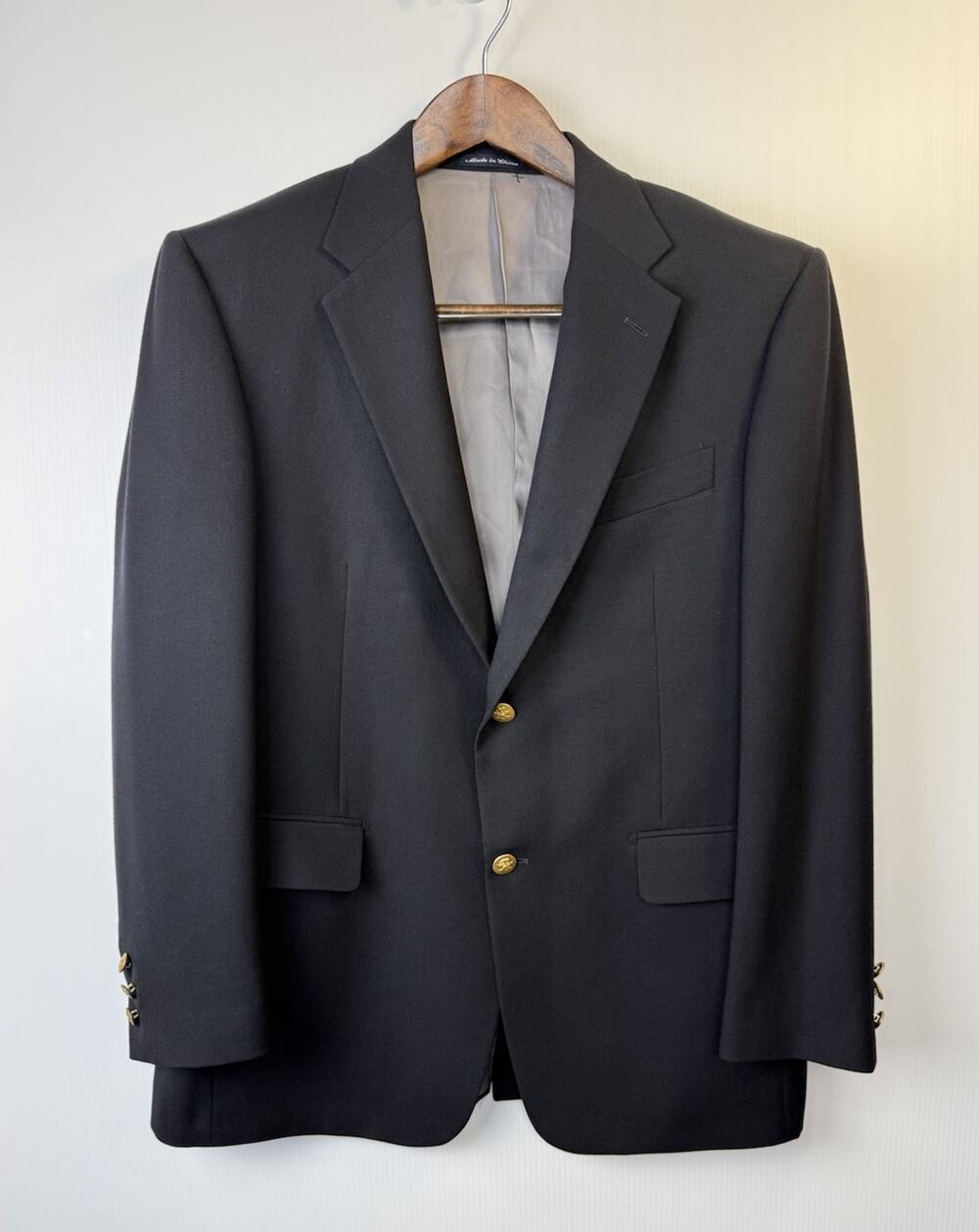 Jack Nicklaus Champion’s Collection Wool Navy Golf Blazer Gold Buttons Mens